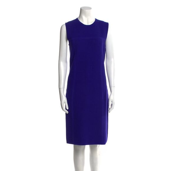 ST JOHN KNIT SIZE LARGE 14/16 ROYAL BLUE WAFFLE KNIT SHEATH DRESS MIDI - Picture 1 of 6